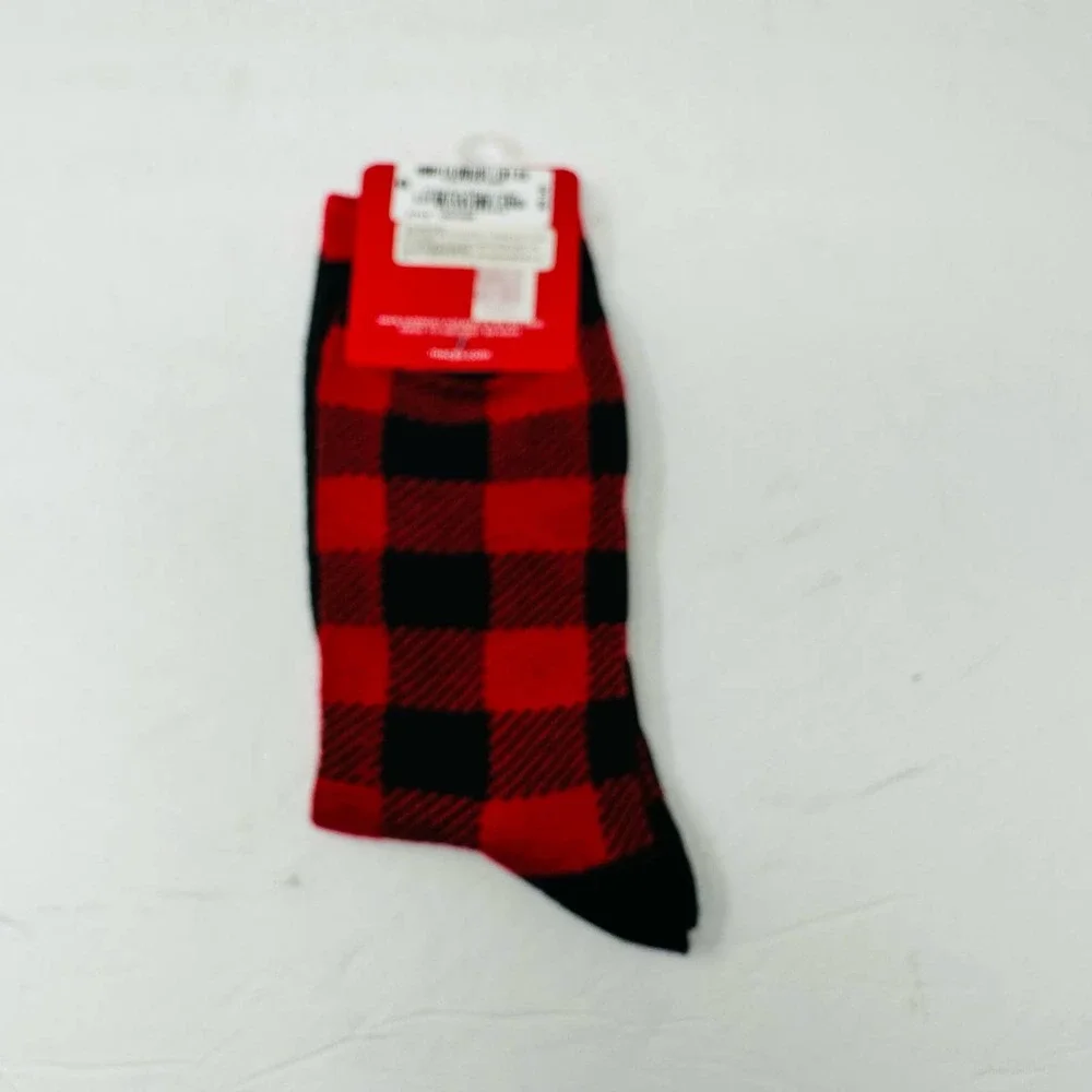 New Charter Club‎ Womans Holiday Black Red Deer Crew Socks Sz 9-11 NWT